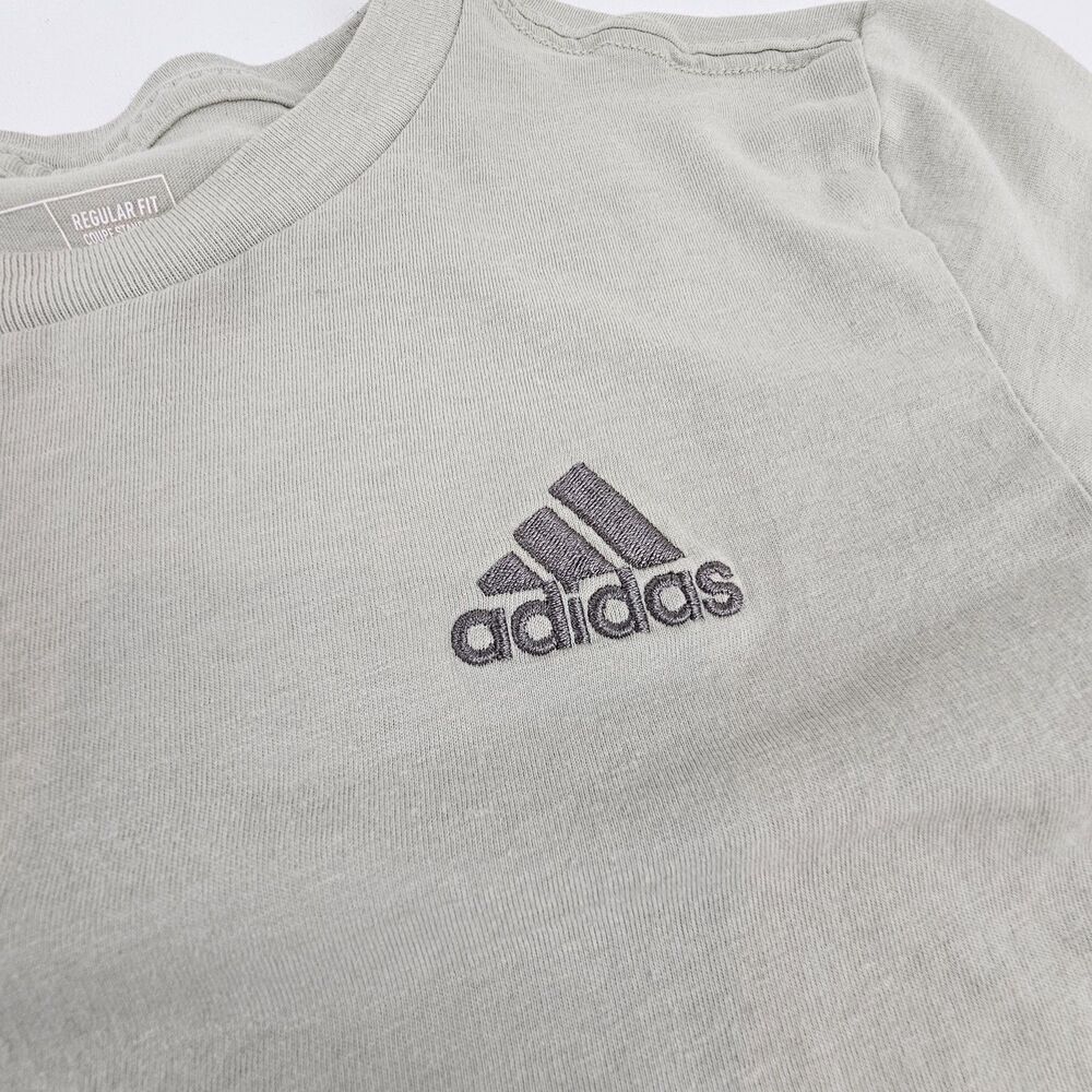 Adidas Womens Large 14/16 T Shirt Sage Green Embroidered Logo Regular Fit